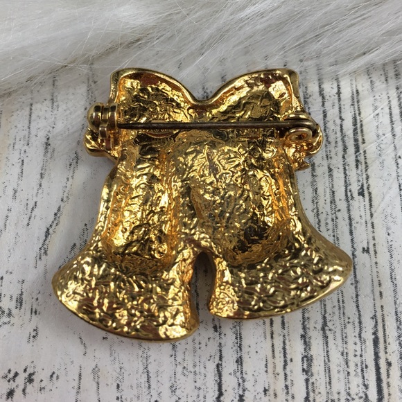 Avon Glitter Bells & Bows Rhinestone Brooch - Picture 5 of 6